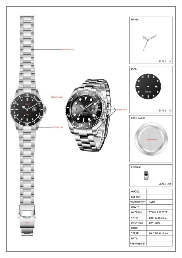 Men's Custom Stainless Steel Watch - Image 2