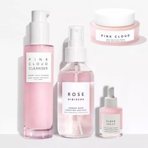 4pcs Set Plumping Hydration Facial Cleanser Rose Water Face Serum Private Label