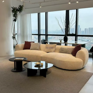 Italian-Style Minimalist Chenille Velvet Sectional Sofa Set 4 Seater