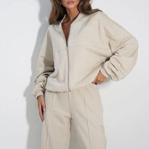Women Hoodie and Joggers Set Manufacturers Zip up Oversized