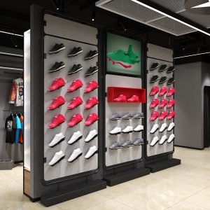 Custom Logo Sneaker Brand Store Custom Shop Design Metal Pipe Wall Mounted Shoe Display